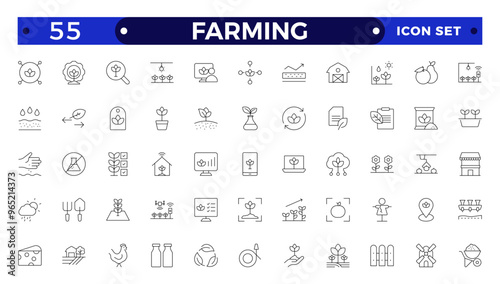 Farm, Farming, Agriculture Outline web icon set. Contains such Icons as Greenhouse, Haystack, Harvest and more. Outline icons collection.