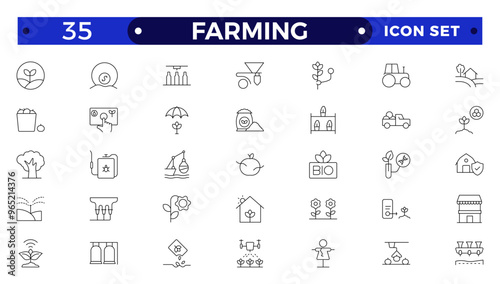 Farm, Farming, Agriculture Outline web icon set. Contains such Icons as Greenhouse, Haystack, Harvest and more. Outline icons collection.