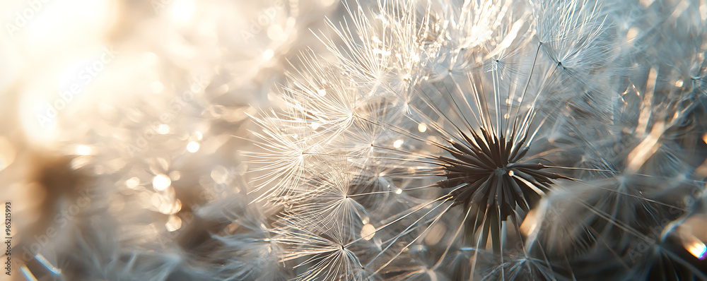 Obraz premium A detailed macro photograph of a dandelion head with its white seeds ready to disperse