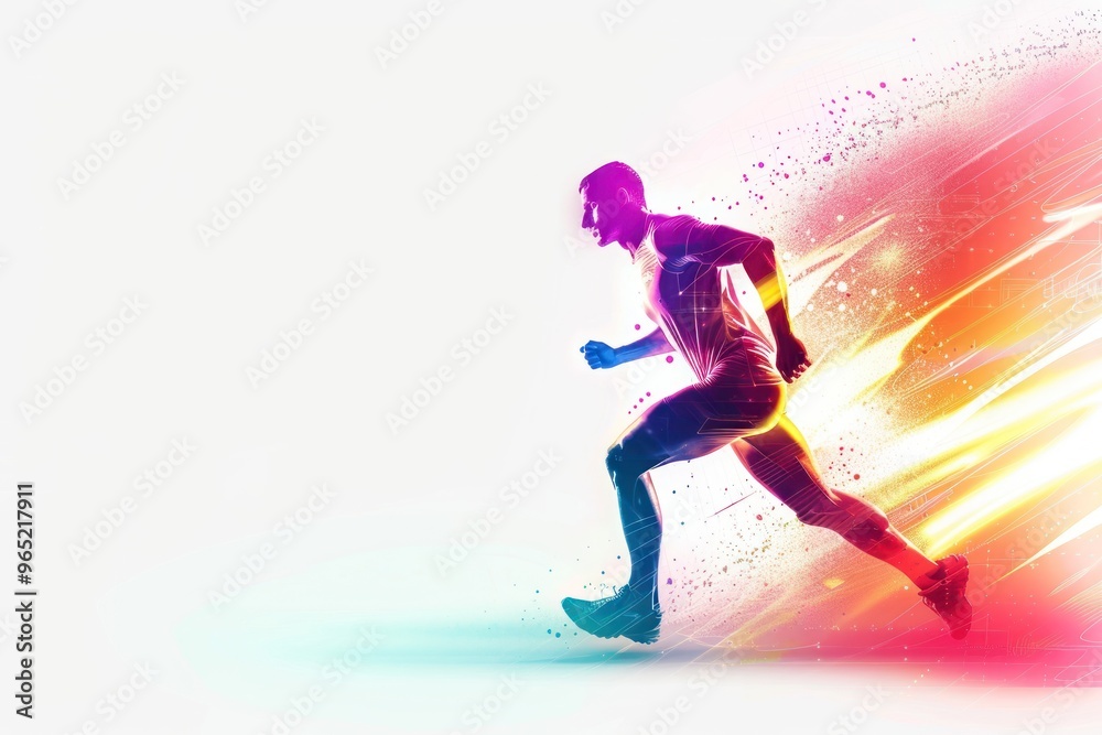 runner background illustration neon colors Isolated on white background runner background illustration neon colors Isolated on white background