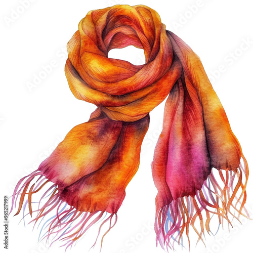 Fall-inspired scarf, watercolor illustration png