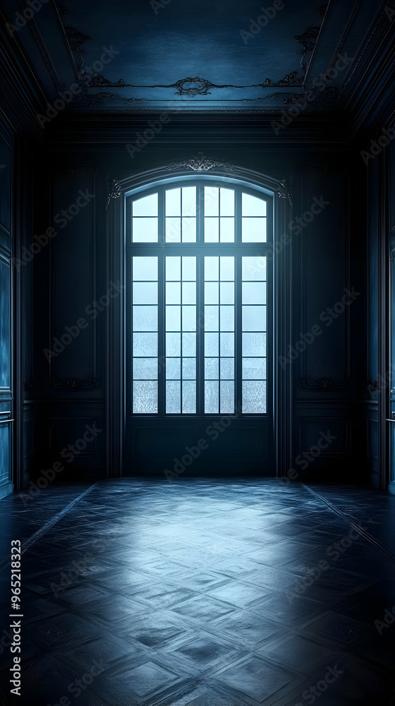 Dark and Moody 3D Illustration of a Gothic Room with Ornate Details Dark and Moody 3D Illustration of a Gothic Room with Ornate Details
