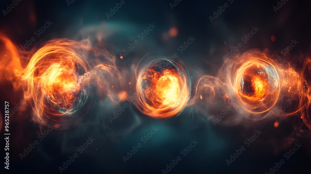 Fototapeta premium Abstract Fire Orbs with Smoke and Glow