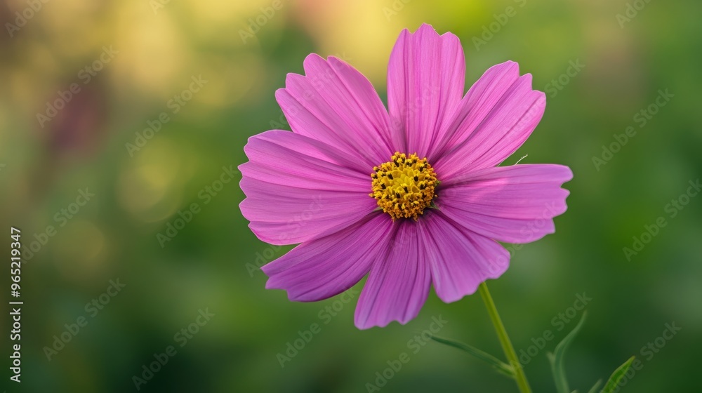 Pink cosmos flower in sunlight with blurred green background, nature beauty concept Pink cosmos flower in sunlight with blurred green background, nature beauty concept