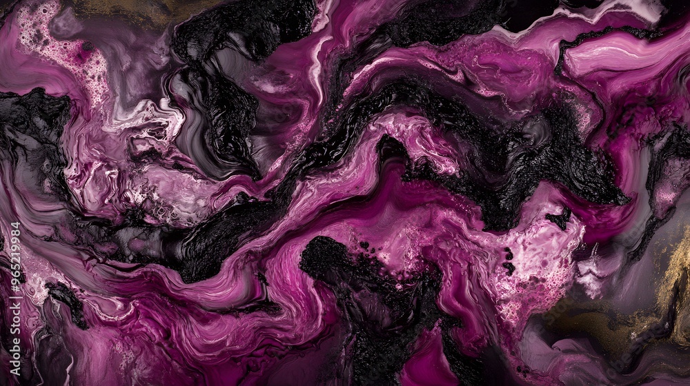 Abstract Purple and Black Swirls with Gold Accents Abstract Purple and Black Swirls with Gold Accents