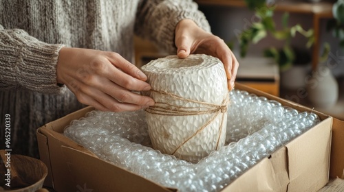 Packing a delicate ceramic item photo