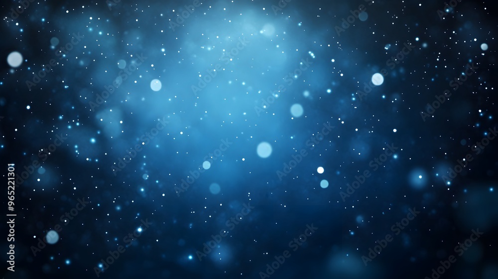 Fototapeta premium Abstract Blue Bokeh Background with Glowing Particles