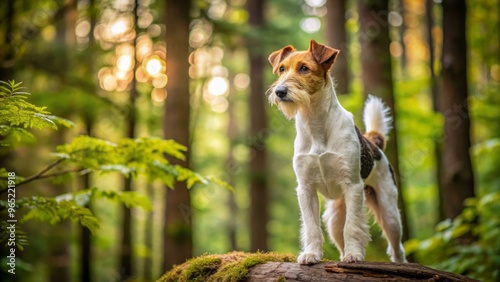 With a quiet reverence, the fox terrier blends into the forest, her mottled fur harmonizing with the rustling