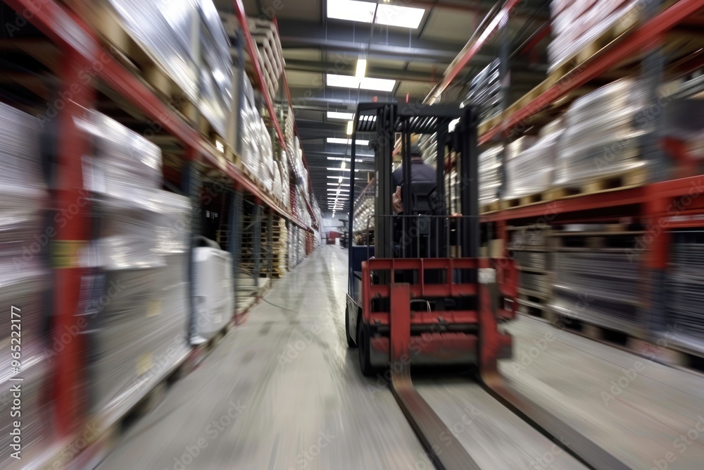 A Forklift Transporting Warehouse A Forklift Transporting Warehouse