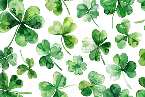 Seamless pattern of green clover leaves, St. Patrick’s Day and luck concept 