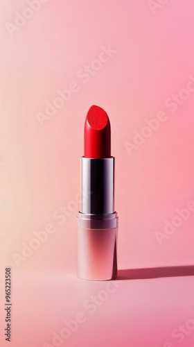 Red lipstick on pink background, beauty and cosmetics concept