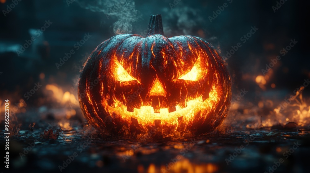 A clipart of a Halloween pumpkin with a glowing effect, ready for print A clipart of a Halloween pumpkin with a glowing effect, ready for print
