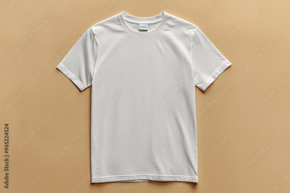 Simple Tshirt Flatlay mockup in beige background created with generative AI Simple Tshirt Flatlay mockup in beige background created with generative AI
