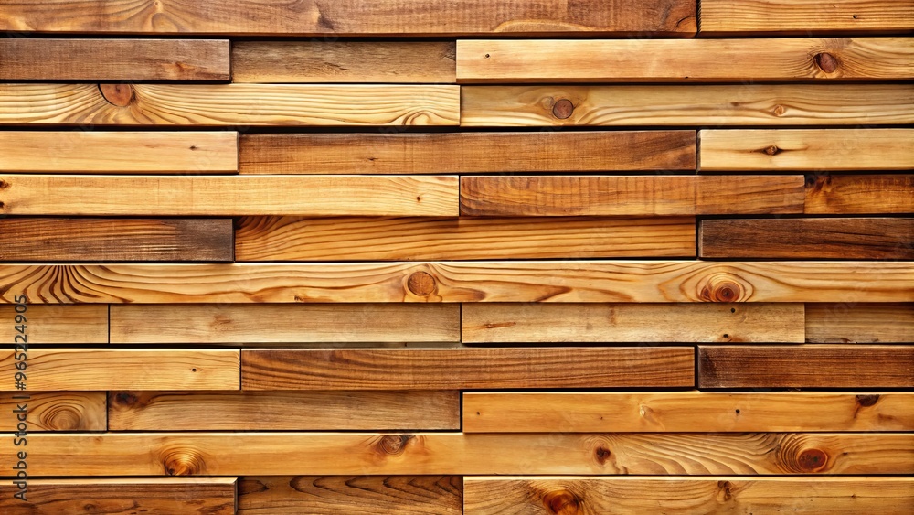 Wooden planks stacked vertically and horizontally form a textured barrier, breaking up a large area into smaller Wooden planks stacked vertically and horizontally form a textured barrier, breaking up a large area into smaller