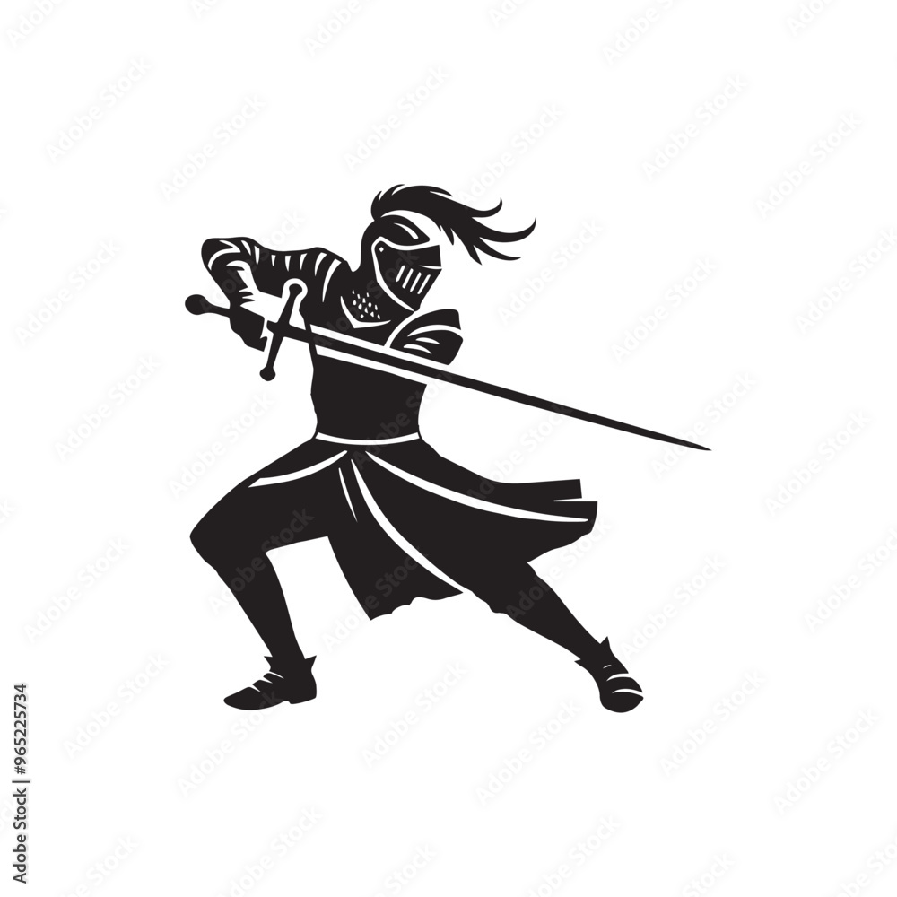 Medieval Warrior Clipart Design - Warrior Vector illustration in black and white Medieval Warrior Clipart Design - Warrior Vector illustration in black and white