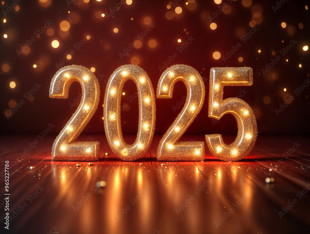 numbers 2025 in a Christmas atmosphere, symbol of the year . Generative AI numbers 2025 in a Christmas atmosphere, symbol of the year . Generative AI