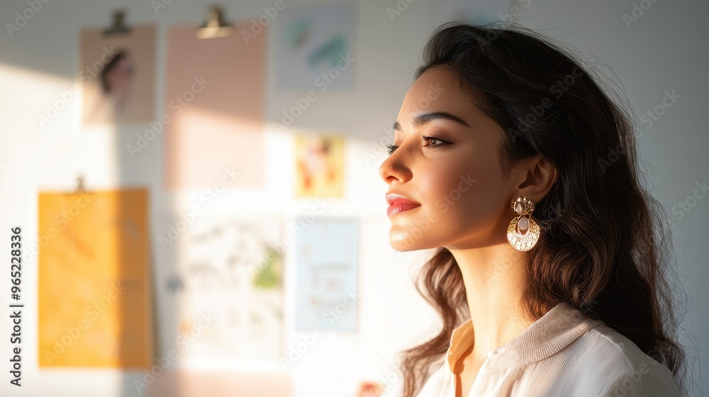 Empowering South Asian Woman Crafting a Vision Board for Mental Wellness through Visualization in Creative Silhouette Setting Empowering South Asian Woman Crafting a Vision Board for Mental Wellness through Visualization in Creative Silhouette Setting