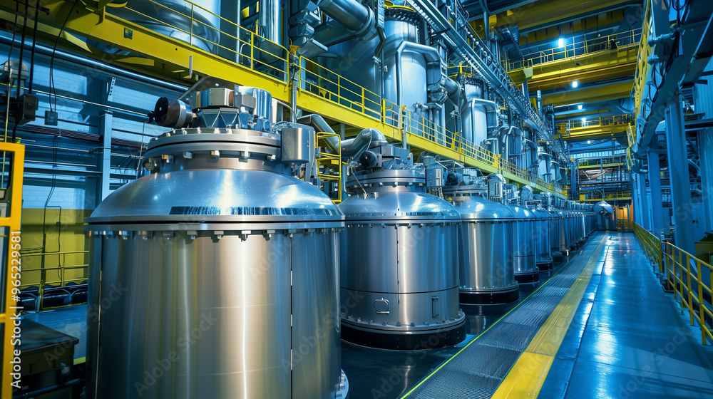 Industrial Control Room with Gauges and Machinery. Industrial Control Room with Gauges and Machinery.