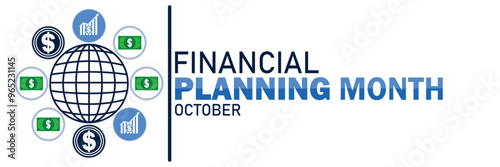 Financial Planning Month. October. Suitable for greeting card, poster and banner. Vector illustration. photo