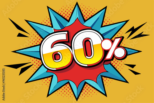 60 percent diskon sale promotion sales comic style