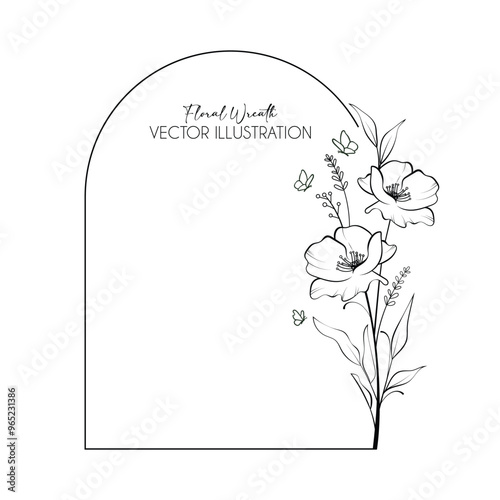 Floral wreath with leaves for wedding invitations, Decorative element for design A gorgeous leaves wreath that will look lovely on wedding invites, cards, and logos.