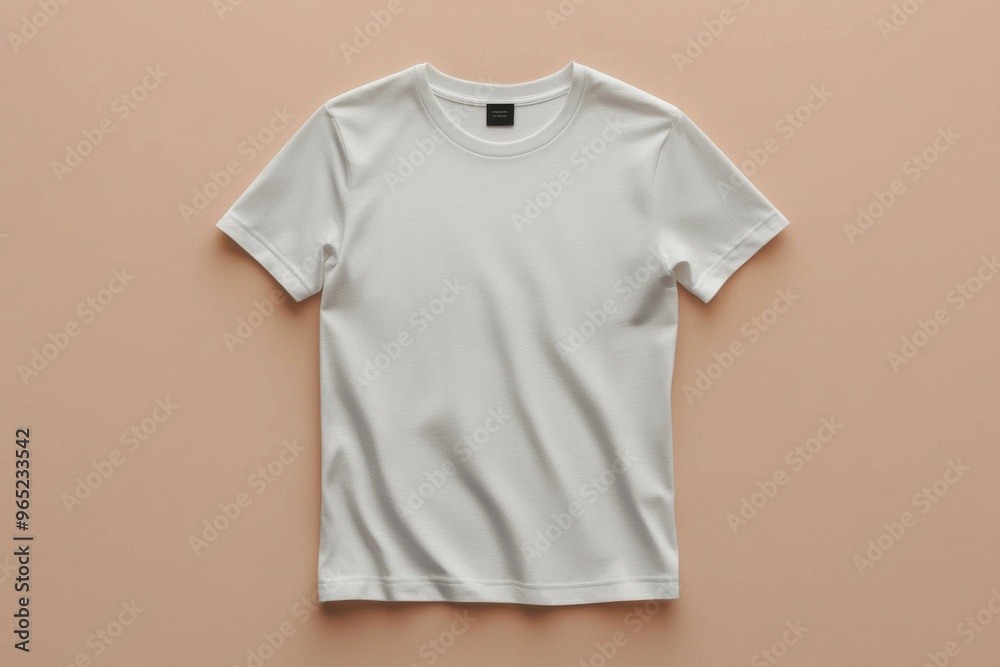 Simple Tshirt Flatlay mockup in beige background created with generative AI