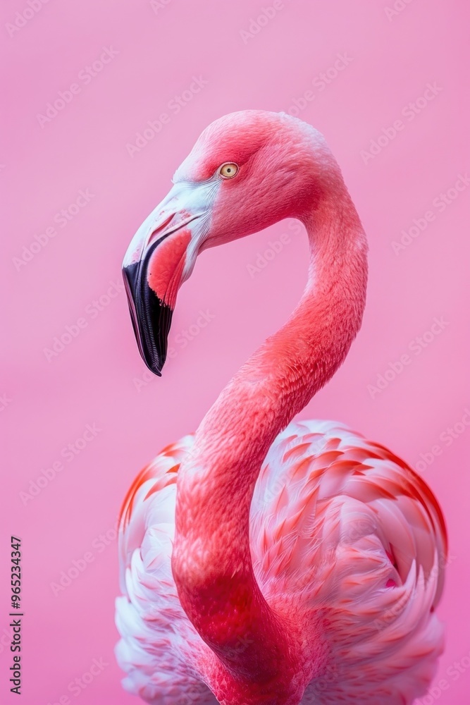Obraz premium Flamingo side portrait animal bird beak.