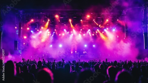 Concert Crowd Enjoying Music Under Bright Lights