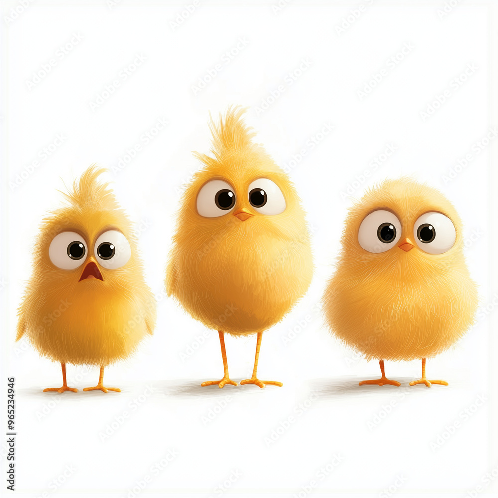 et of 3 Cute cartoon chicken birds character for kids' illustration and educational materials et of 3 Cute cartoon chicken birds character for kids' illustration and educational materials