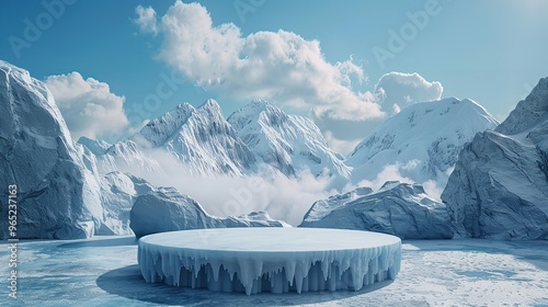 Ice Podium Background Snow Winter Product Platform Cold

 photo