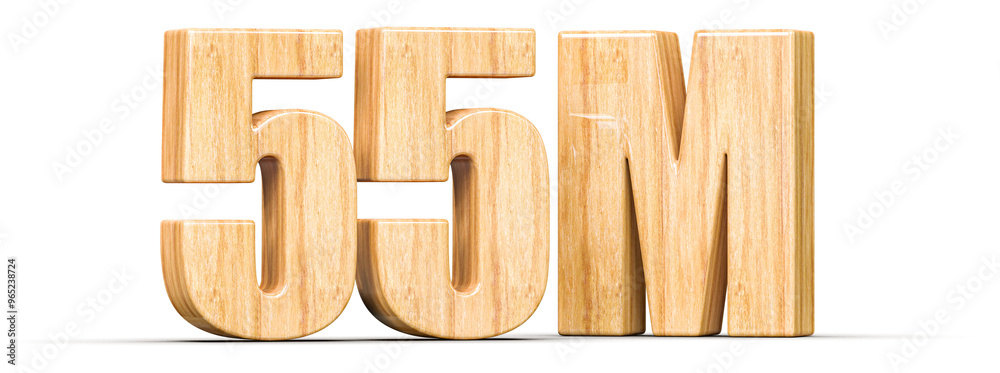 55M Followers Wooden Number 3D Render 55M Followers Wooden Number 3D Render