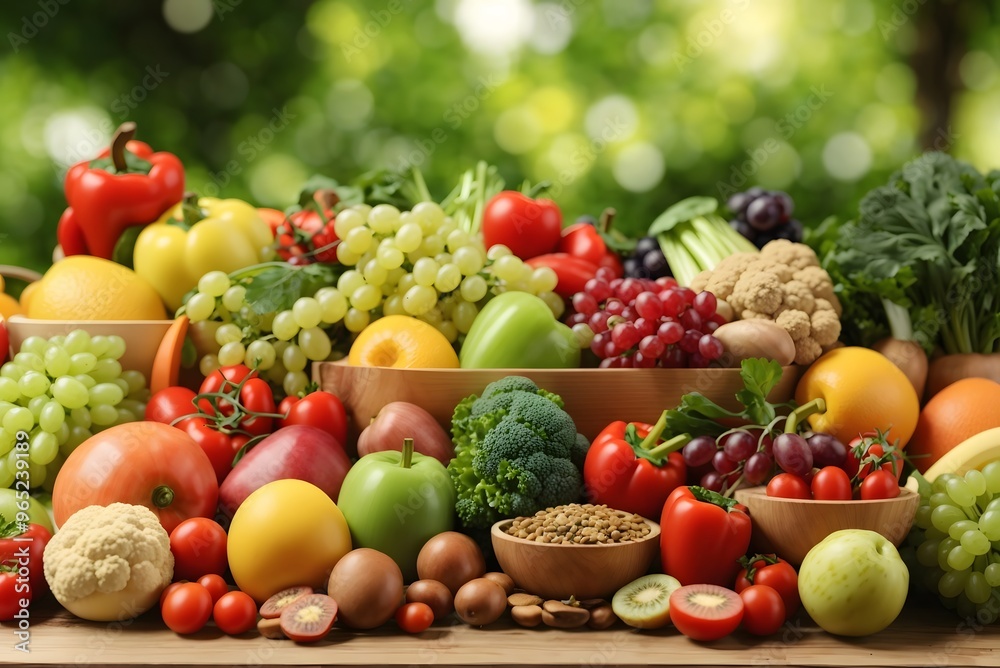 Collection of fresh organic vegetables and fruits