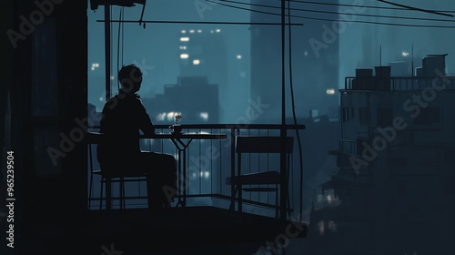 lonely person in city painting concept