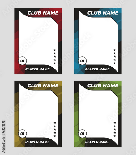 sports trading card, player photo frame template, game trading card for football, hockey and basketball, blank rectangle for photo frame, template eps 10.	