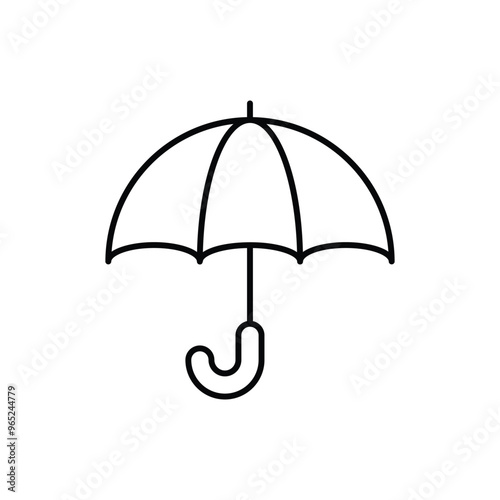 umbrella line icon with white background vector stock illustration