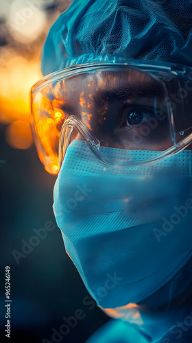 Close Up Photo - The Determined Gaze of a Frontline Healthcare Worker photo