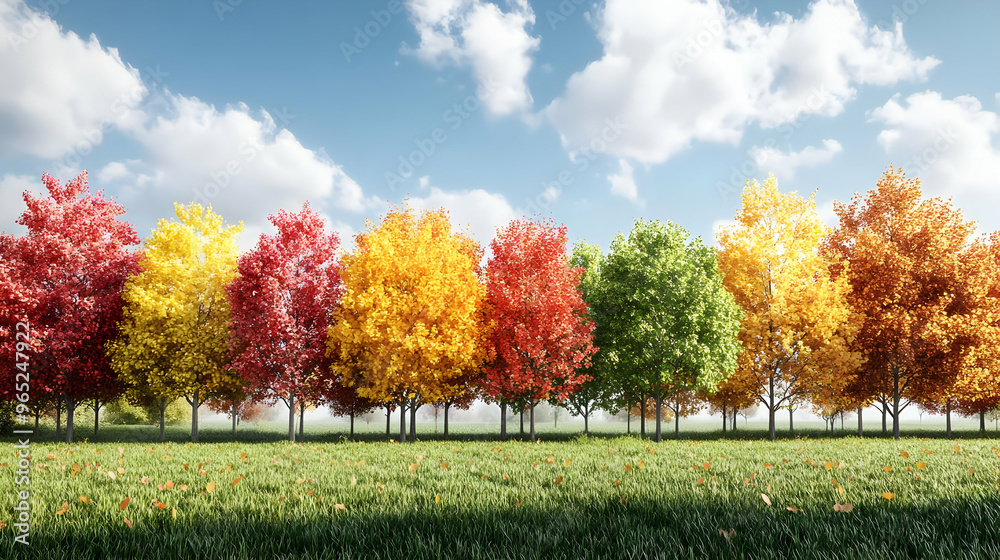 Colorful Autumn Trees in a Meadow Colorful Autumn Trees in a Meadow