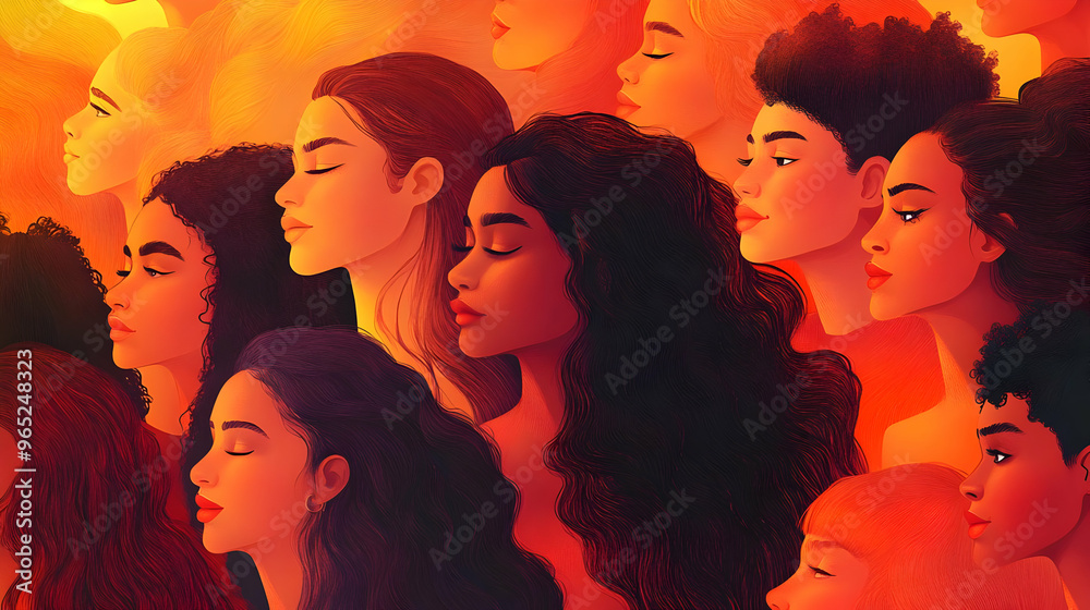 Diverse Women in Harmony Illustration of Female Empowerment Diverse Women in Harmony Illustration of Female Empowerment