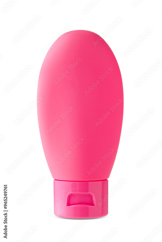 Travel-sized squeeze bottle for toiletries displayed against a plain background Travel-sized squeeze bottle for toiletries displayed against a plain background