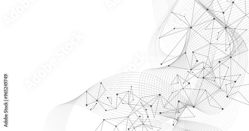 Simple triangle figures and line on a white background.Graphic design element and geometry shape pattern.technology futuristic network background. 