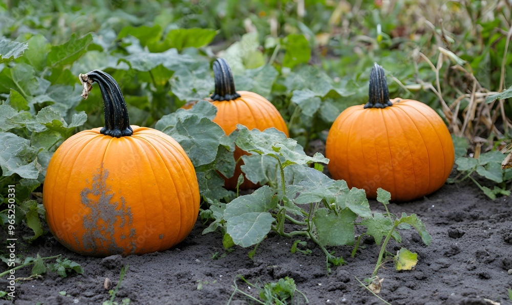 Obraz premium orange pumpkins on the ground