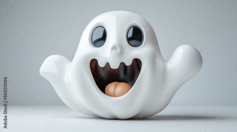Ghost with a playful expression, Halloween theme, white background Ghost with a playful expression, Halloween theme, white background