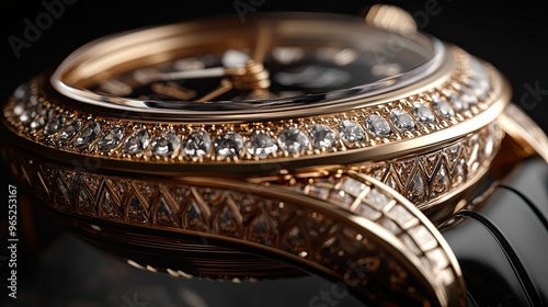 A 3D visualization of a luxurious watch, showcasing its intricate details and craftsmanship.