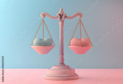 justice scales with a heart, morality and fairness. photo