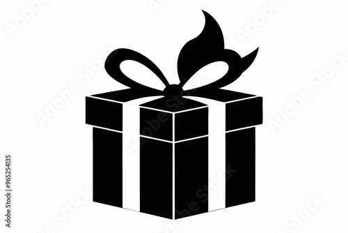 Gift box icon Silhouette vector illustration, christmas gift box with ribbon