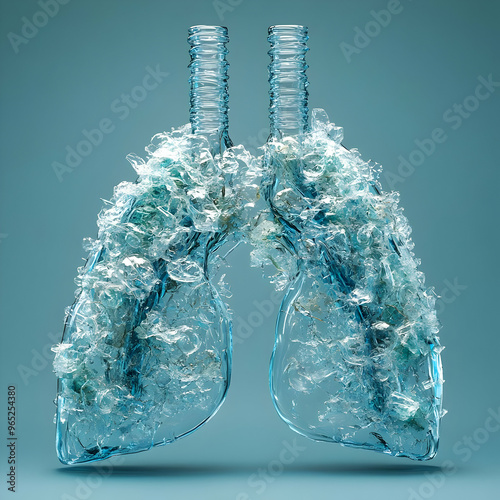 Plastic Pollution Lung Illustration