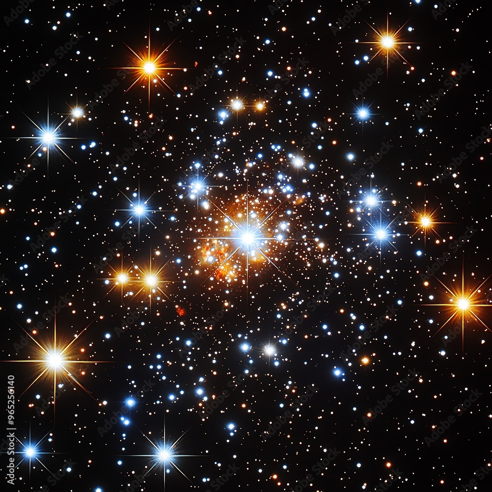 A star cluster resembling a cosmic jewel box with multicolored stars, stars, celestial treasures A star cluster resembling a cosmic jewel box with multicolored stars, stars, celestial treasures