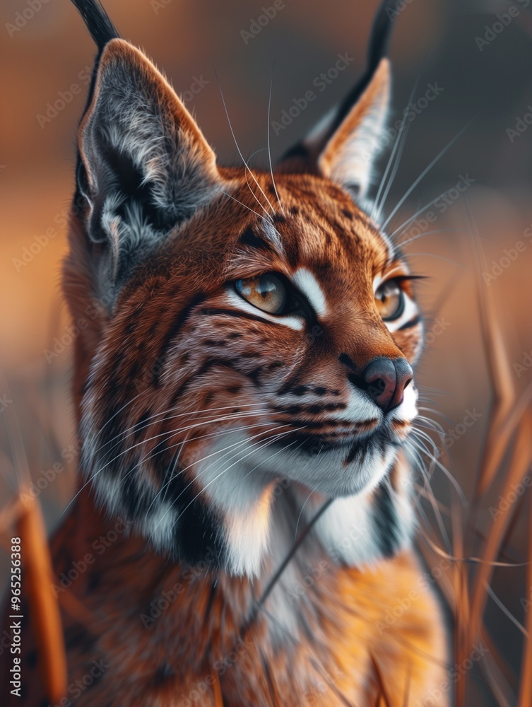 Fototapeta premium Caracal, Desert Lynx, African Feline in Natural Savanna