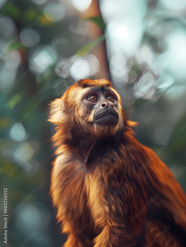 Capuchin Monkey, Wild Primate in Rainforest Habitat Capuchin Monkey, Wild Primate in Rainforest Habitat