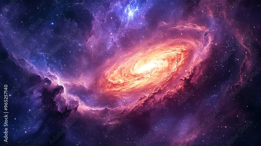 Obraz premium Galactic core with swirling stars and dense cosmic dust clouds, space, center of the universe